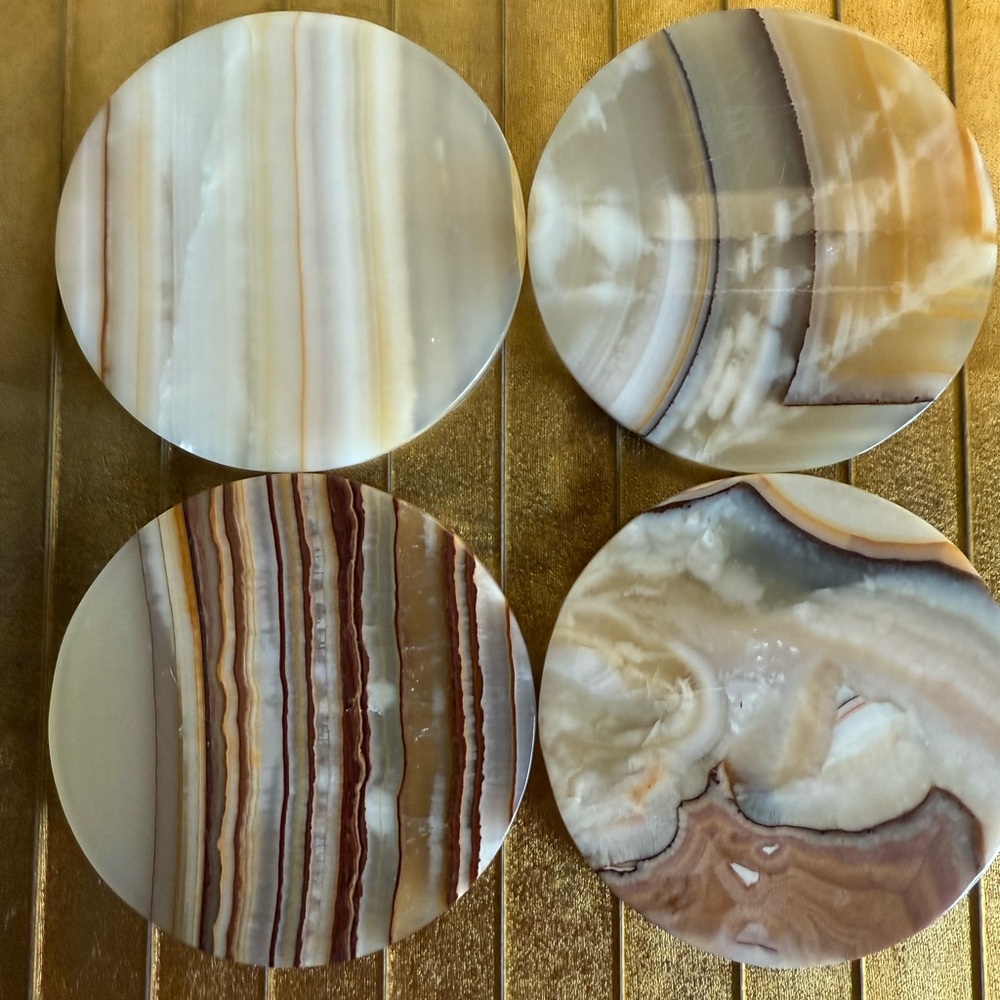 Italian agate marble round MCM coasters x4